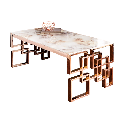 Marble Glass Rose Gold Coffee Table